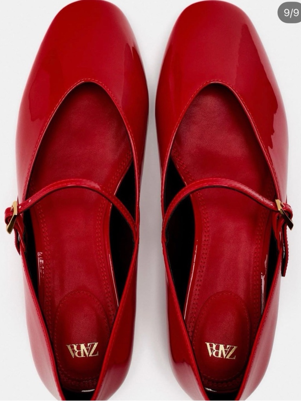 Zara Red Patent Mary Jane Flats with Strap